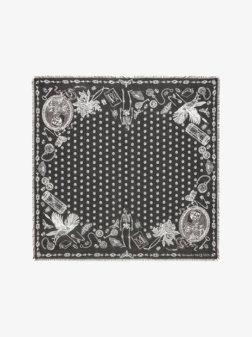 Bufanda Alexander McQueen Etched Border Hombre - Negros/Blancos - Mexico 139-ODHUME